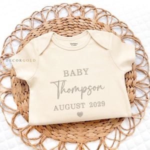 Embroidered Custom Name Onesie® Personalized Baby Pregnancy Announcement Onesies®, Custom Baby Name Onesie® Custom Pregnancy Announcement
