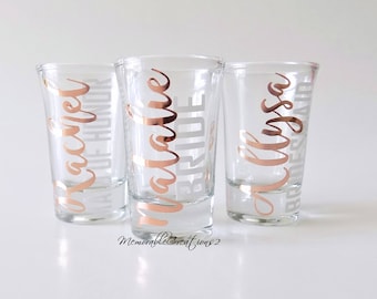 Personalized Shot Glasses, Bachelorette Shot Glass, Spring Break, Wedding Shot Glass, Bridal Party Gift, Will You Be My, Wedding Favor