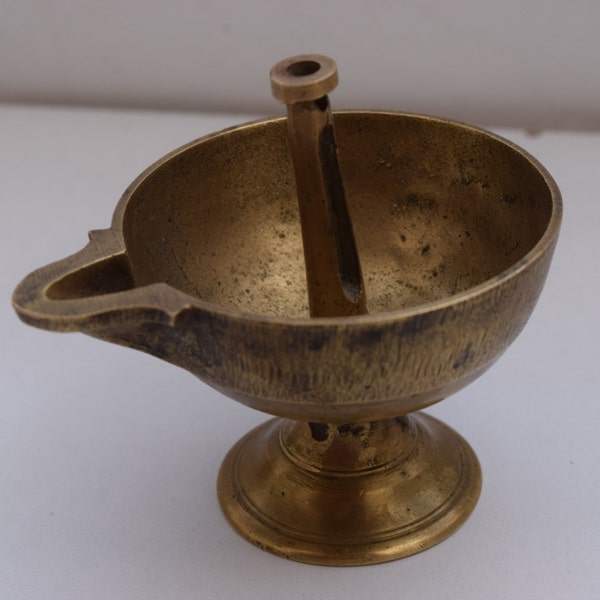 Zeldzame origineel Brass olie Lamp Diya Dipak Aarti Home tempel mooi Vintage Collectible #1304