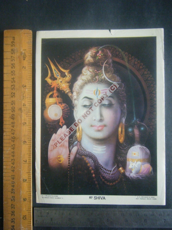 Lord Shiva Original Vintage Indian Mythological Print Old Etsy