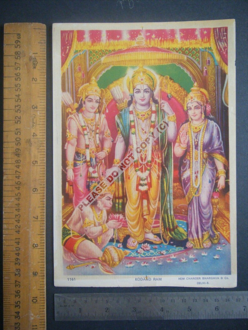 9x6 Inches Ram Sita Lakshman Hanuman God Vintage India Etsy
