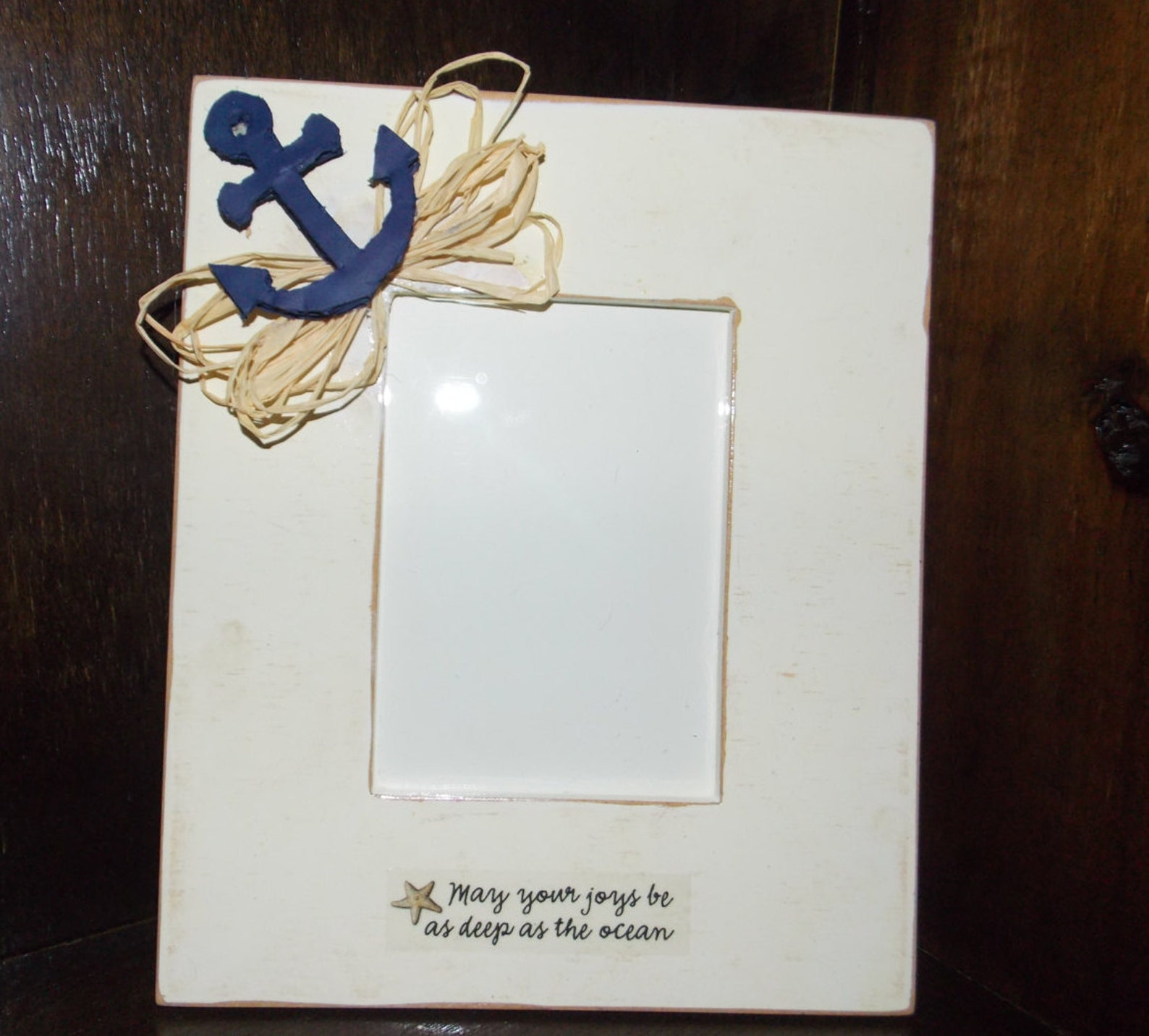 Nautical Custom Picture Frame Anchor Raffia Sand Wood Etsy
