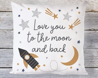 Boy Nursery Gift, Nursery Pillow Boy, Love You to the Moon and Back Pillow, Star and Moon Pillow, Newborn Baby Boy Gift, Outer Space Nursery