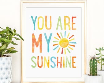You Are My Sunshine Wall Art, Kids Nursery Art, Playroom Wall Decor, Kids Wall Art, Colorful Wall Art for Kids, Sunshine Print, Boys Nursery