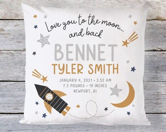 Birth Announcement Pillow Boy, Birth Stats Pillow Boy, Baby Boy Gift, New Baby Pillow, Personalized Name Pillow, Baby Shower Gift Boy