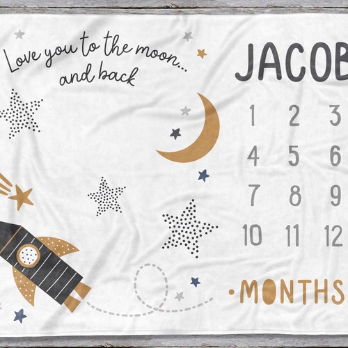 Personalized Milestone Blanket Gender Neutral Baby Blanket Etsy