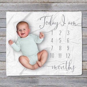 Personalized Baby Milestone Blanket: Monthly Tracker, Minky or Fleece