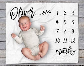 Baby Milestone Blanket, Monthly Baby Blanket, Gender Neutral Baby Blanket, Modern Baby Blanket, Neutral Nursery Decor, Unisex Baby Blanket