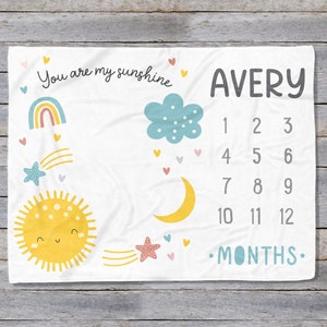Personalized Milestone Blanket Gender Neutral Baby Blanket Baby Milestone Blanket Girl You Are My Sunshine Baby Blanket Etsy