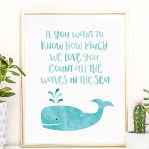 Nautical Nursery Wall Art, Nautical Nursery Decor, If you want to know how much we love you, Whale Nursery Decor, Whale Printable