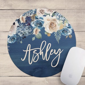 Personalized Floral Watercolor Mouse Pad: Office Decor for Women, Gift for Coworker