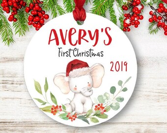 Personalized Baby's First Christmas Ornament: Elephant Keepsake
