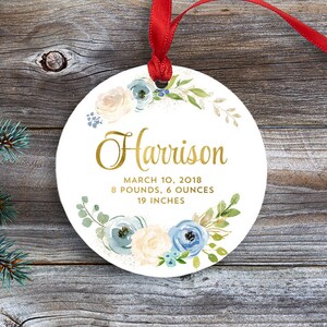 Baby Boy Ornament, Newborn Ornament, Birth Stats, First Christmas Ornament, Personalized Ornament, New Parent Gift, Baby Boy Keepsake