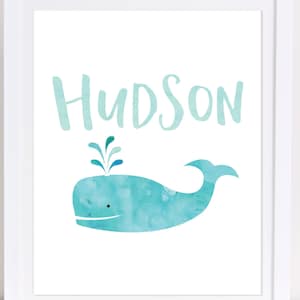 Nautical Nursery Decor, Personalized Wall Art, Boys Wall Art, Whale Nursery, Whale Baby Shower Sign, Custom Nursery Art, Kids Wall Art
