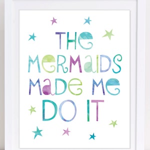 Mermaid Wall Art, Kids Wall Art, Kids Bathroom Wall Art, Mermaid Nursery Decor, Girls Wall Art, Mermaid Baby Shower, Girls Room Wall Art