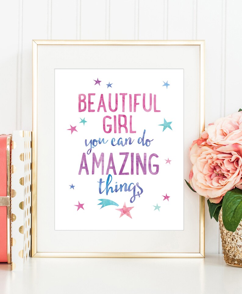 girls wall art inspirational quote print girls room art etsy