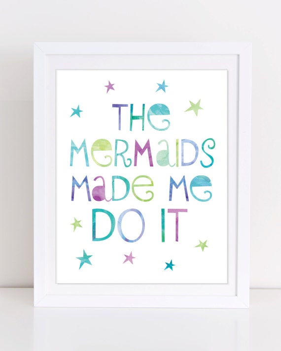 Mermaid Wall Art Kids Wall Art Kids Bathroom Wall Art Etsy