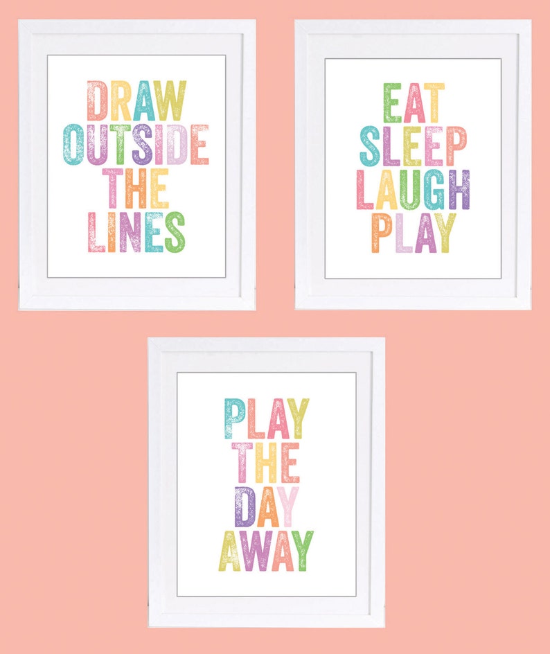 Set of 3 Prints Playroom Wall Art Playroom Rules Print Kids Etsy