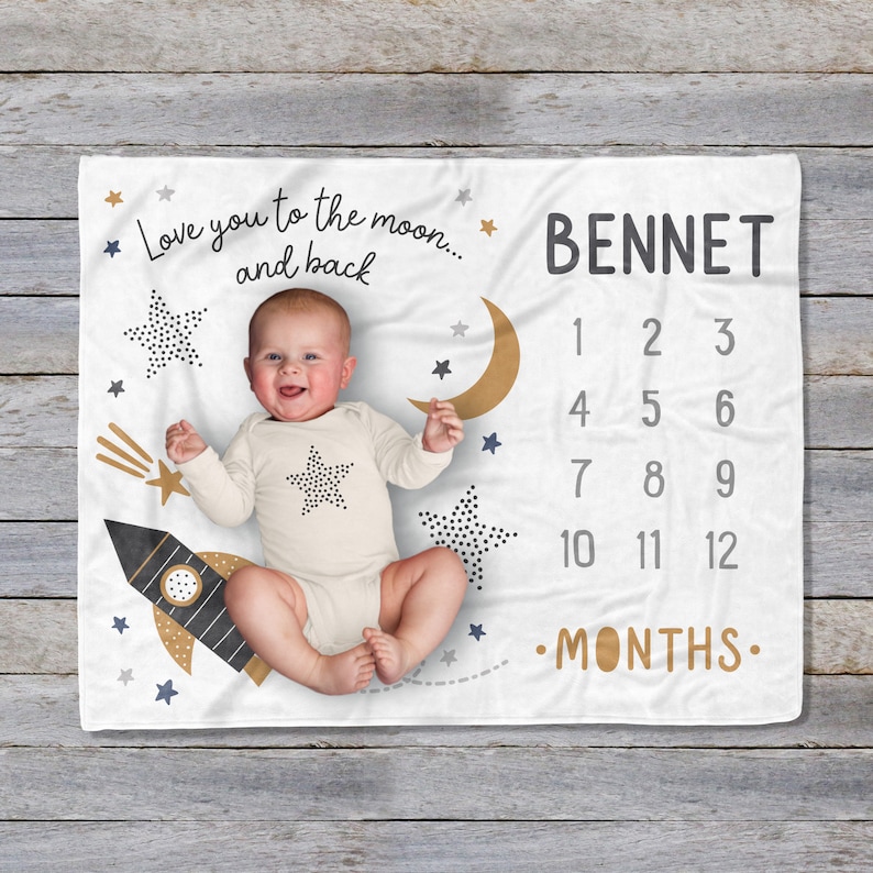 Personalized Milestone Blanket Gender Neutral Baby Blanket Etsy
