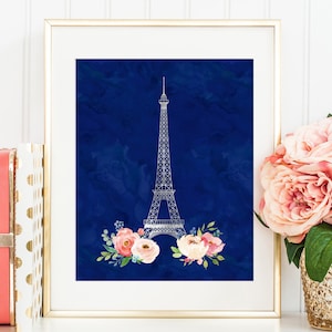 Paris Nursery Decor, Eiffel Tower Nursery, Pink and Navy Wall Art, Paris Wall Art, Baby Girls Wall Art, French Country Decor, Girls Wall Art
