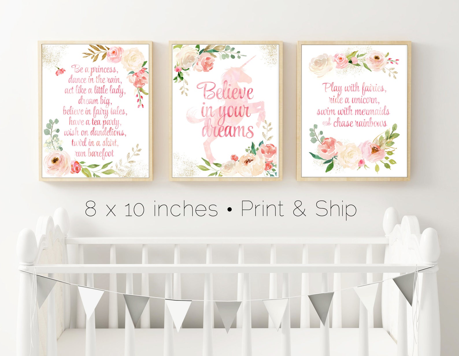 Floral Wall Art Pink Nursery Art Baby Girl Nursery Etsy