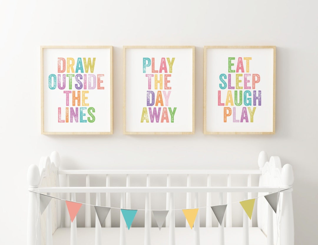 Playroom Rules Print Set: Colorful Kids Room Art (digital Download) - Etsy