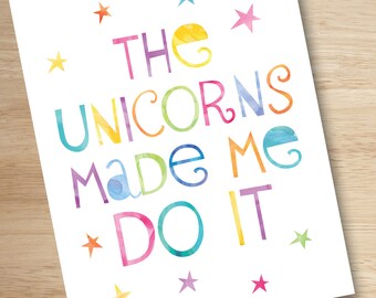 Unicorn Rainbow Print: Colorful Girls Room Wall Art (Digital Download)