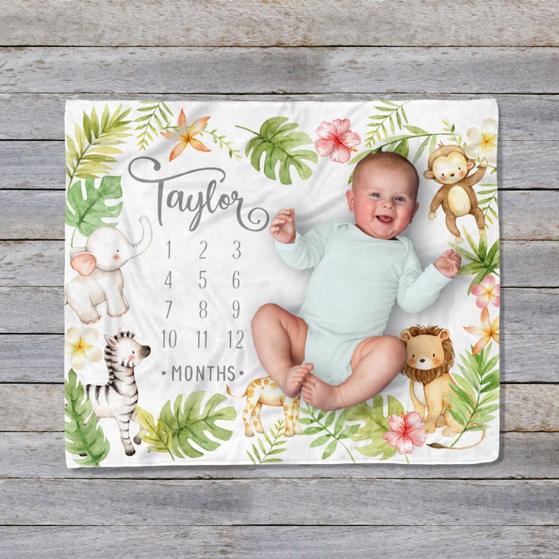 Jungle Milestone Blanket Safari Milestone Blanket Etsy