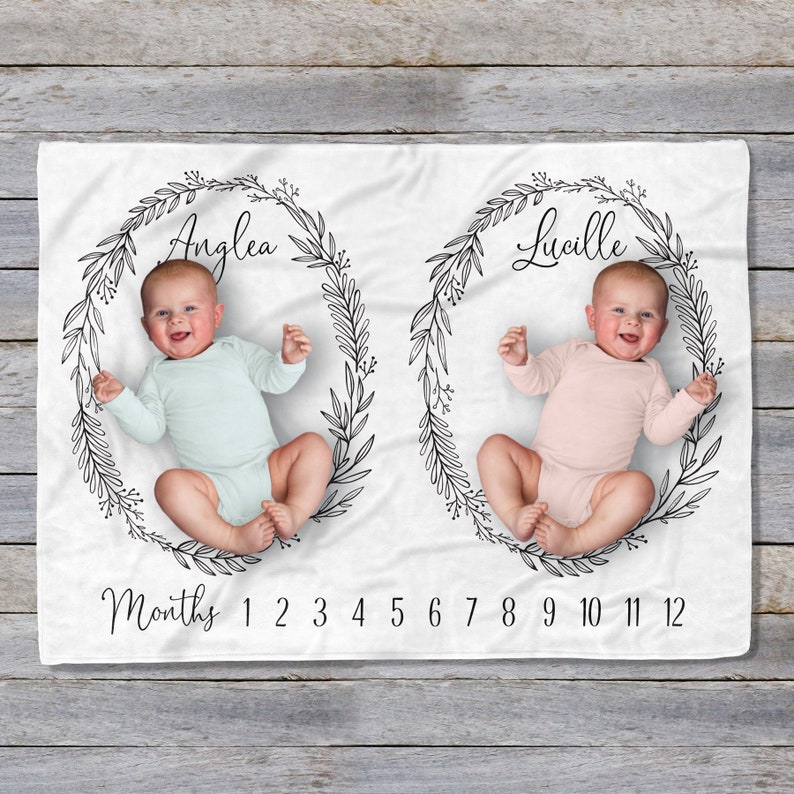 Baby Monthly Milestone Blanket Newborn Boy Girl For Twins Baby Shower Gifts