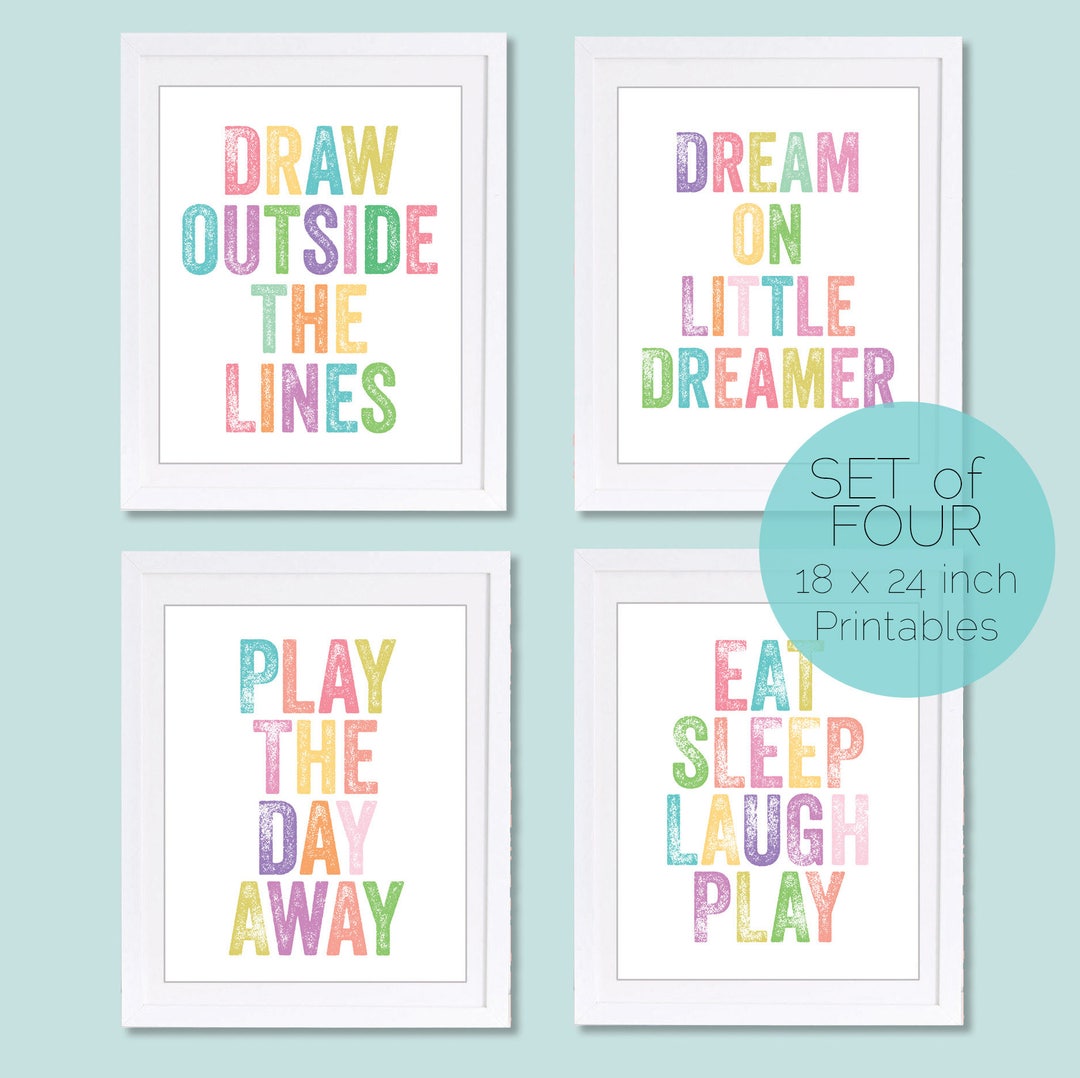 Playroom Wall Prints, Set of 4 Prints, Children's Wall Art, Playroom