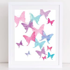 Butterfly Art, Pink and Purple, Butterfly Wall Art, Watercolor Nursery Art, Girls Room Decor, Girls Nursery Art, Kids Art, Butterfly Nursery