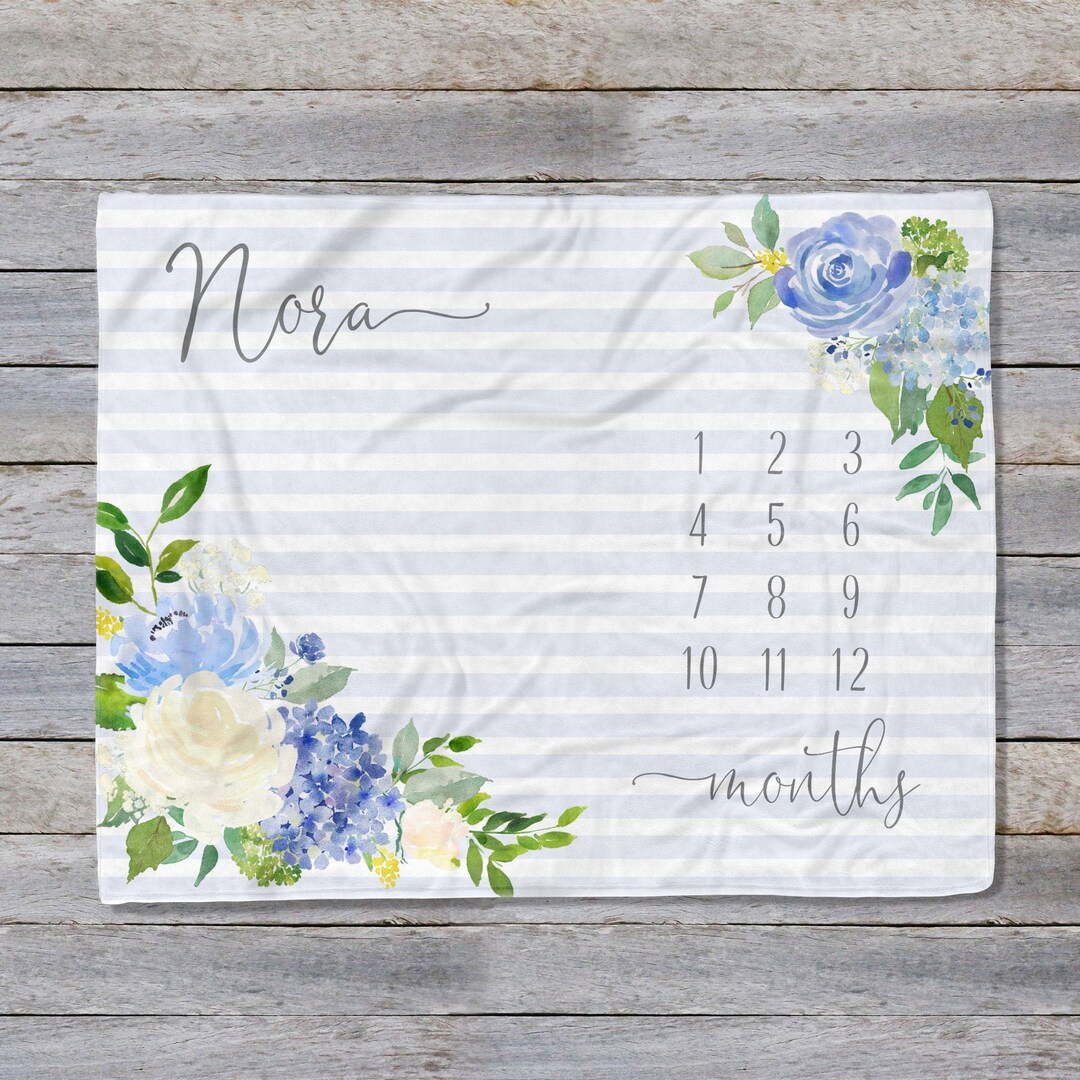 Baby Milestone Blanket Girl Baby Month Tracker Personalized Etsy