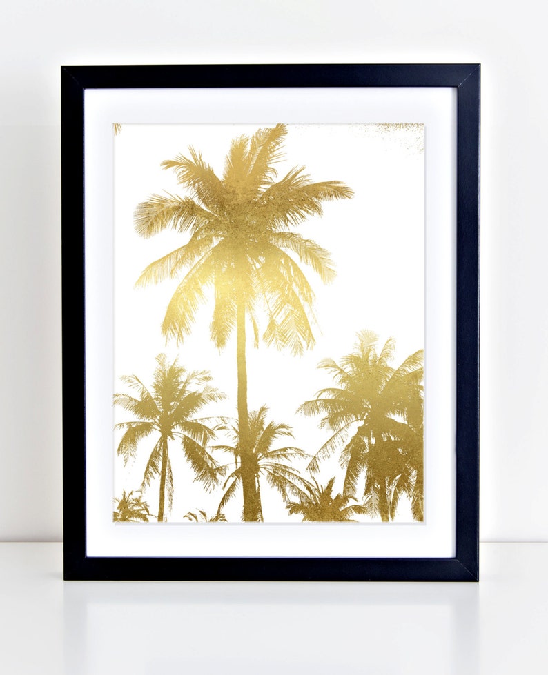 Tropical Wall Art Palm Tree Decor Palm Trees Wall Art Gold Etsy