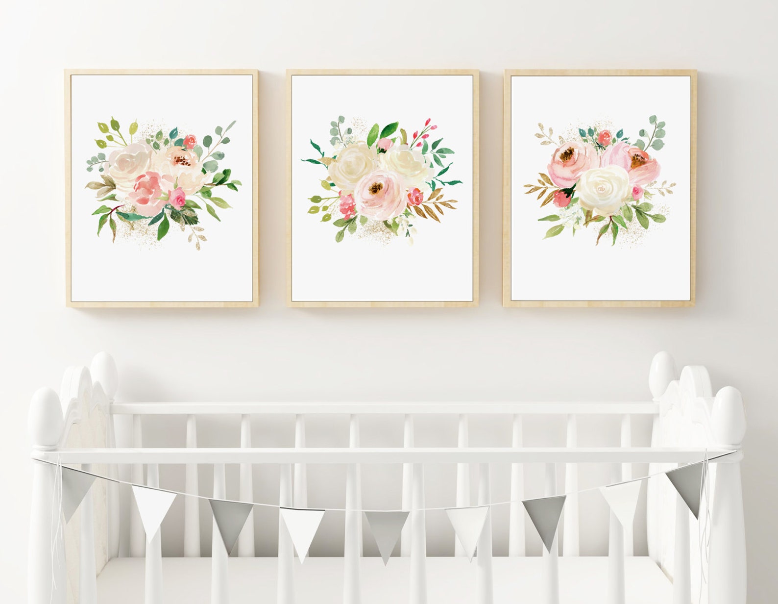 Watercolor Flowers Floral Nursery Set of 3 Prints PRINTABLE Etsy