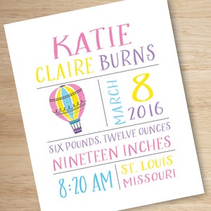 Birth Stats Wall Art, Baby Announcement Poster, Custom Birth Stats, Custom Name Print, Personalized Nursery Art, Birth Stats Sign