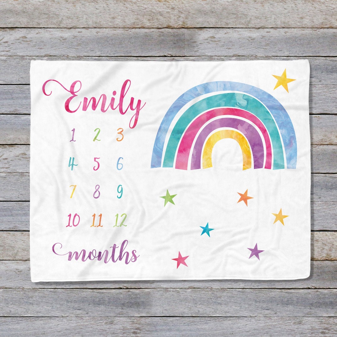 Rainbow Milestone Blanket Rainbow Baby Blanket Rainbow Etsy