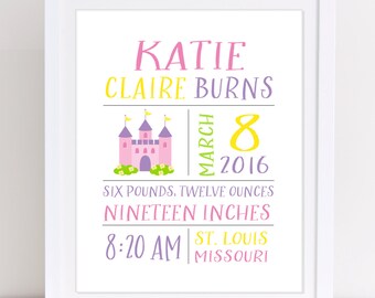 Birth Stats Wall Art Custom Name Poster Baseball Nursery - Etsy