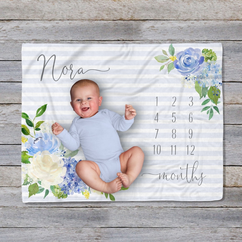 Monthly Blanket Girl Baby Milestone Blanket Personalized Etsy