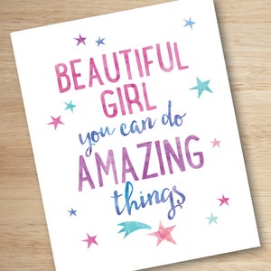 Girls Wall Art, Printable Nursery Art, Set of 4 Prints, Girl Power, Let ...