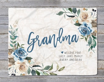Personalized Floral Grandma Blanket: Plush Minky Gift