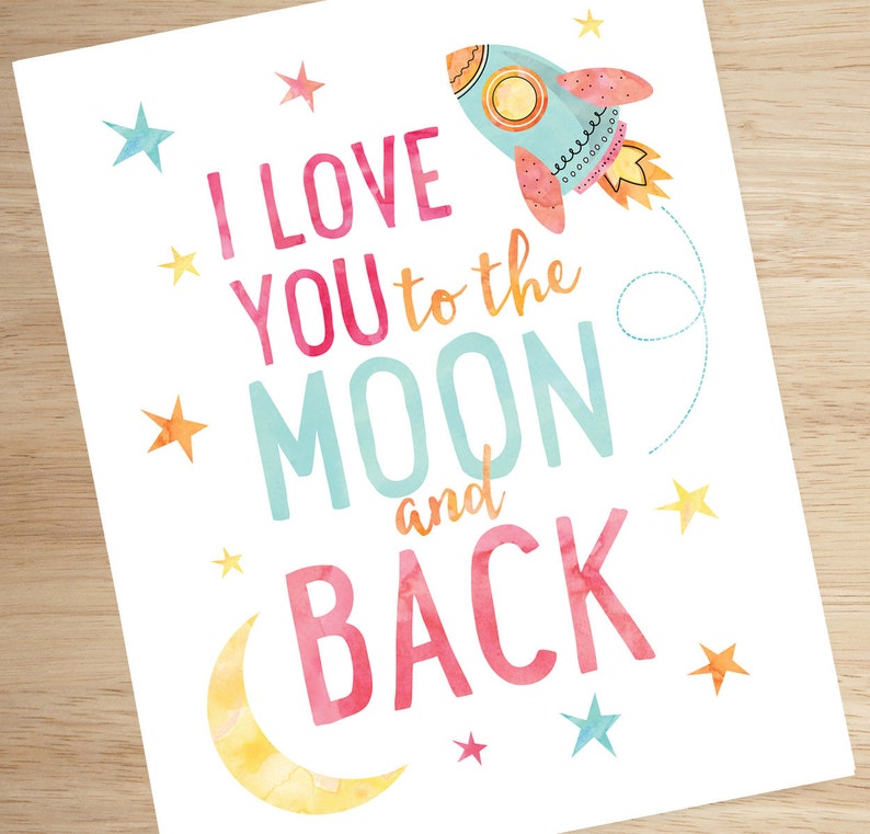 Love You to the Moon and Back Wall Art Nursery Wall Art | Etsy