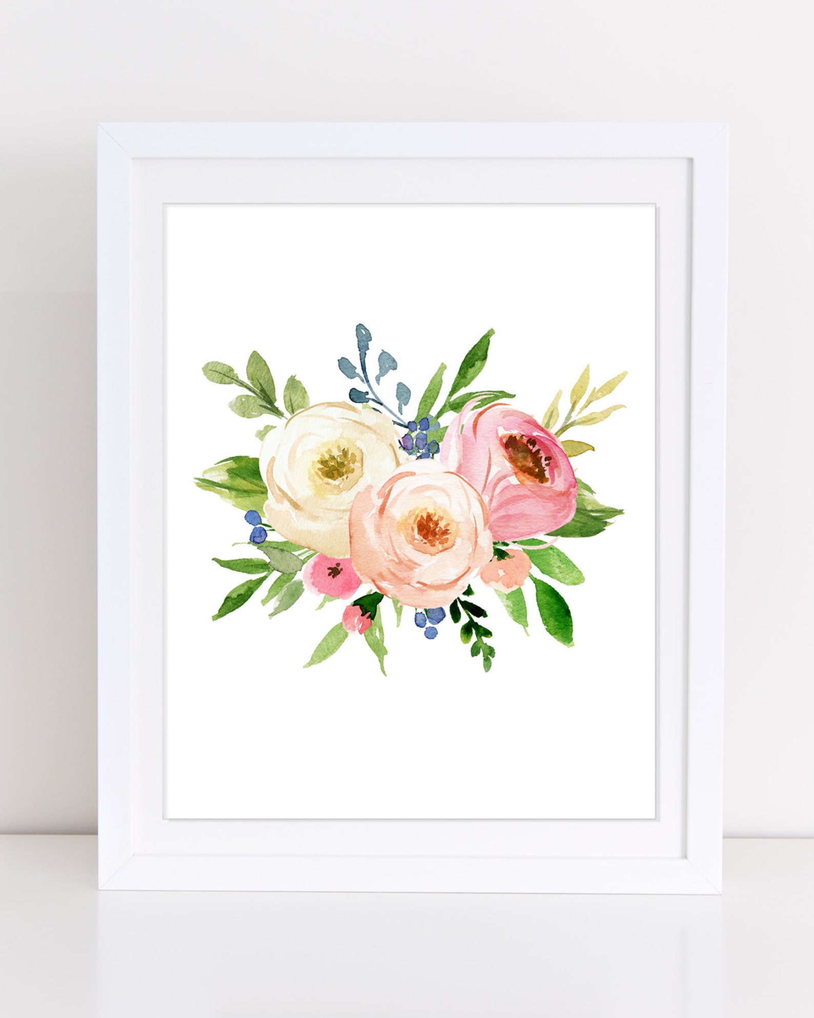 Set of 4 Prints Pink Floral Nursery Prints Watercolor Etsy
