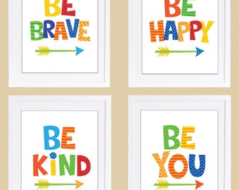 Set of four 8x10 inch wall prints, Colorful Boys Wall Art