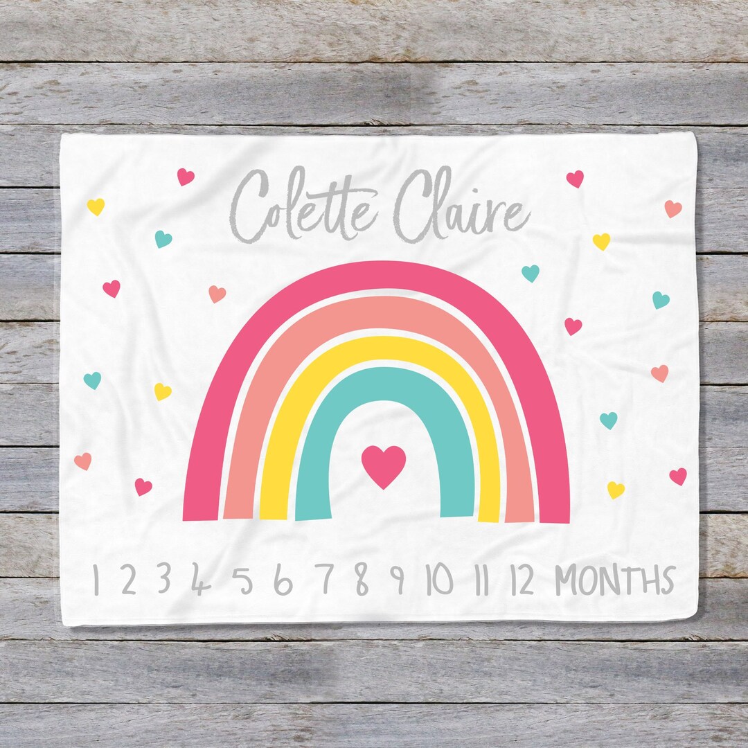 Rainbow Milestone Blanket, Rainbow Baby Blanket, Milestone Blanket Girl
