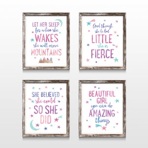 Girls Wall Art, Printable Nursery Art, Set of 4 Prints, Girl Power, Let ...