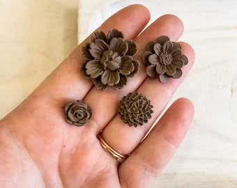 MAGNETS | Brown Clay Magnets | Floral Magnets | Refrigerator Magnets