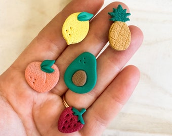 FRUITY MAGNETS | Polymer Clay Magnets| Fruit Magnets | Handmade | Set of 5 Magnets