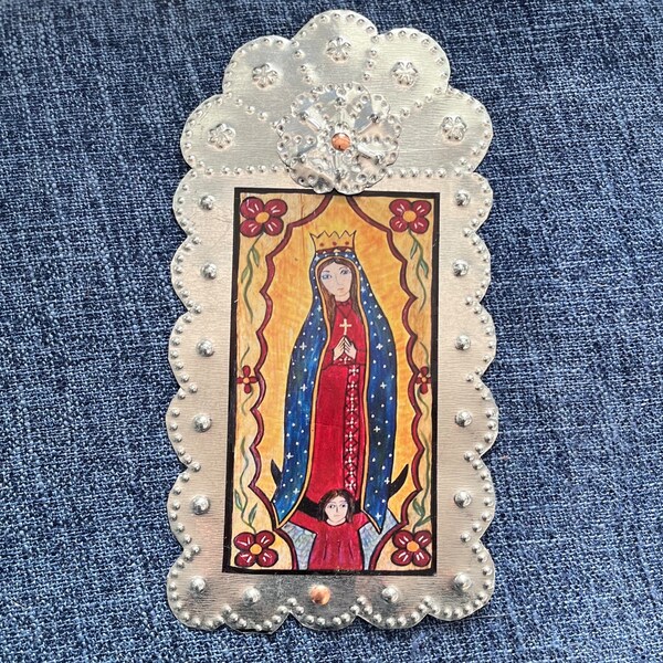 Our Lady of Guadalupe, New Mexico Retablo,  Tinwork, Punched Tin and copper. Original design