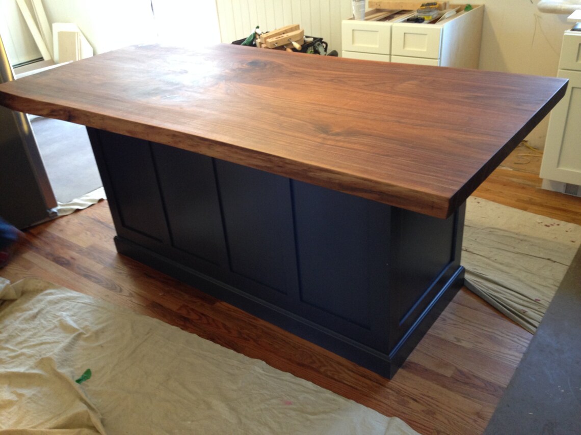 Live Edge Bookmatched Walnut Kitchen Island Top Etsy