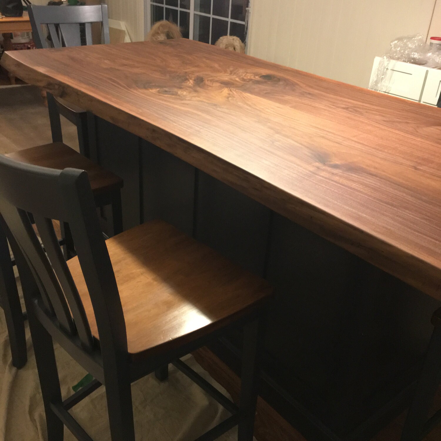 Live Edge Bookmatched Walnut Kitchen Island Top Etsy